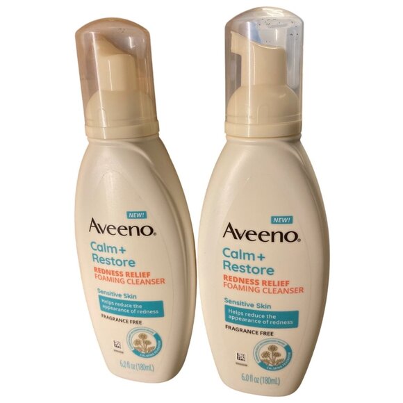 Aveeno Calm + Restore Redness Relief Foaming Cleanser 6 Fl Oz (2 Pack) For Sensi - Picture 1 of 4